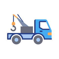 Blue Tow Truck Vector Illustration on Black Background for Automotive Designs