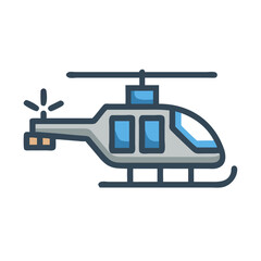 Cartoon Helicopter Icon Illustration on Black Background, Air Transportation