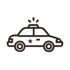 Minimalist Police Car Icon on Black Background for Law Enforcement Themes