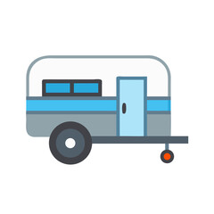 Cartoon RV Camper on Black Background, Travel and Outdoor Recreation