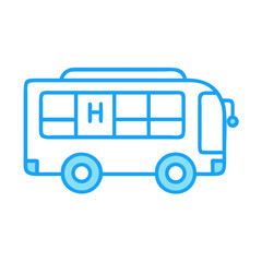 Blue Outline Hospital Bus: Vector Illustration for Healthcare and Transportation