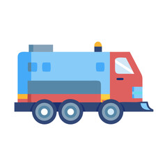 Fototapeta premium Cute Cartoon Snow Groomer Vector Illustration Isolated on Black Background