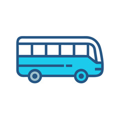 Blue Minibus Icon Illustration on Black Background: Transportation Vector Graphic