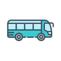 Blue Bus Icon Illustration Isolated on Black Background, Transportation Concept