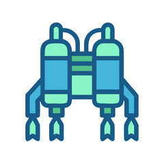 Stylized Jetpack Illustration on Black Background, Adventure and Exploration Concept