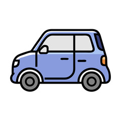 Illustration of a Blue Compact Car with Black Background