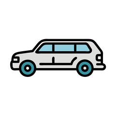Extended Limousine Illustration with Light Blue Accents on a Black Background