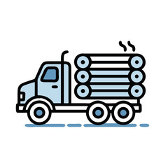 Truck Delivering Logs: Vector Illustration of Transportation and Wood Industry