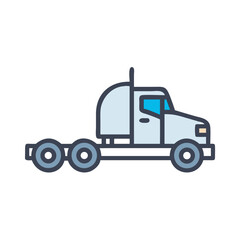 Semi-Truck Icon Illustration with Outlines and Minimal Color Design