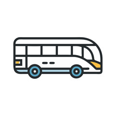 Modern City Bus Icon, Public Transportation Vector Illustration on Black Background