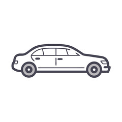Elegant Limousine Car Icon Illustration on Black Background for Design