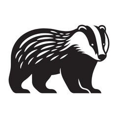 Abstract-style badger silhouette vector with minimalist features for modern graphic design – badger silhouette – badger vector – badger illustration – silhouette of badger – badger icon

