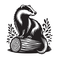 Minimal badger silhouette vector suitable for scalable logos, icons, and branding materials – badger silhouette – badger vector – badger illustration – silhouette of badger – badger icon

