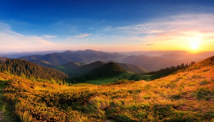 colorful morning panorama of the carpathian mountains