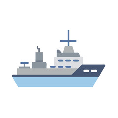 Stylized Navy Warship Illustration on Black Background, Military Vessel Design