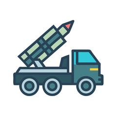 Rocket Launcher Truck Vector Icon Illustration for Military and Defense
