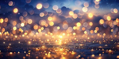 A shimmering, golden bokeh effect background with a dark, mysterious undertone, perfect for celebratory or elegant designs