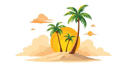 vector illustration of a tropical island with palms
