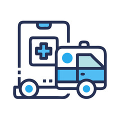 Ambulance Icon Vector Illustration: Emergency Medical Service, Healthcare and Hospital Transport