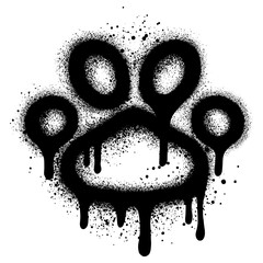 paw print graffiti with black spray paint. vector illustration. © tedi