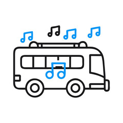 Musical Bus Illustration with Notes for Children's Educational Material