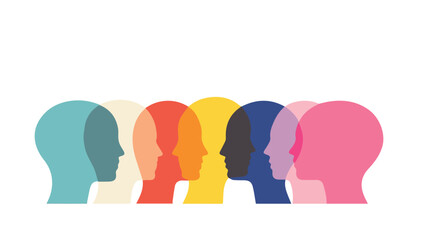 vector illustration of colorful human silhouette depicting states of mind or emotions