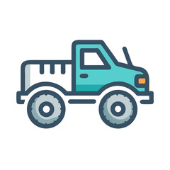 Cute Cartoon Pick-Up Truck Illustration on Black Background - Vehicle Icon