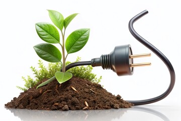 World Energy Conservation Day: Ecology & Electric Plug - 3D Rendered Stock Photo