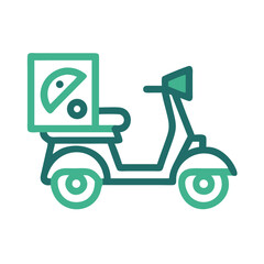 Minimalist Icon of a Teal Delivery Scooter on a Black Background
