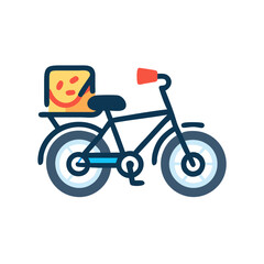 Illustration of Bicycle Delivery with Food Box on Black Background