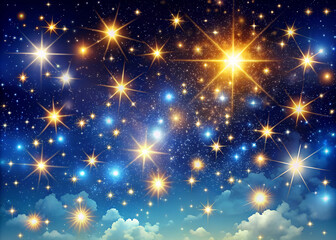 The stars are twinkling in the background of the night sky. The night sky is full of twinkling stars.