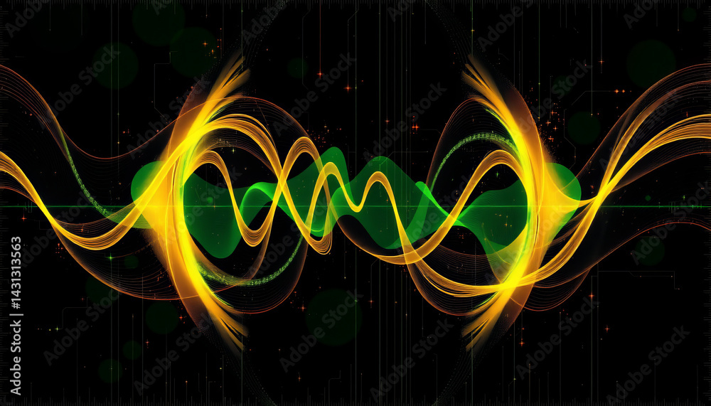 Poster abstract wave pattern with vibrant colors and dynamic lines creating sense of movement