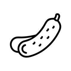 Outline drawing of a cucumber with seeds shown in a simple illustration style on a white background