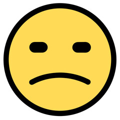 Fototapeta premium Simple Sad Yellow Emoji Icon With Black Outline Emotion Concept Flat Design