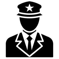 Silhouette Vector Illustration Of A Policeman In Uniform With Badge