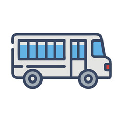 Cartoon School Bus Icon, Transportation, Illustration, Vector Design, Isolated
