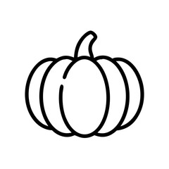 Illustration of a simple pumpkin with a stem in black outline on a white background vector image