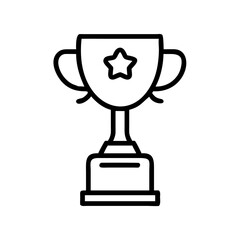 Illustration of a black outlined trophy with handles and a star on a pedestal design award icon