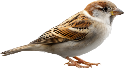 Sparrow's Serenity: A close-up shot captures the delicate beauty of a sparrow, showcasing its intricate plumage, sharp beak, and unwavering gaze, conveying a sense of calm and observing.