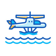 Seaplane on Water Icon - Hydroplane Plane, Aviation, and Marine Transport