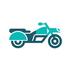 Fototapeta premium Stylish Teal Motorcycle Icon on Black Background, Transportation Concept Illustration