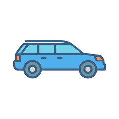 Naklejka premium Blue SUV Vector Illustration with Roof Rack and Bold Outline on Black