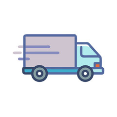 Fast Delivery Truck Icon Illustration on Black Background for Logistics or Transportation