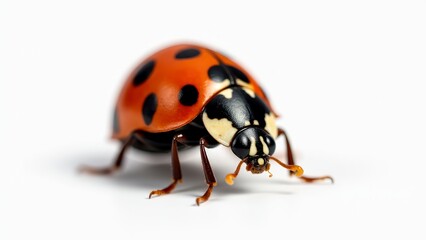 Fototapeta premium Ladybug With Black Spots Isolated Close-Up