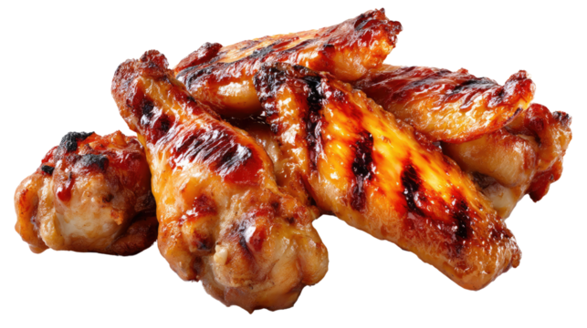 Crispy Chicken Wings: A mouthwatering close-up of perfectly grilled chicken wings, showcasing their golden-brown, crispy skin and succulent, juicy meat. An absolute delight for any food enthusiast!