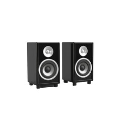 Obraz premium Pair of Black Stereo Speakers on White Background