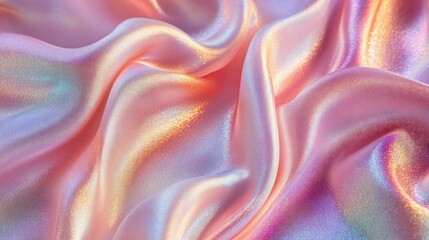 Fototapeta premium Delicate, iridescent pink silk fabric drapes elegantly.