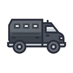 Armored Transport Vehicle Vector Illustration on Black Background