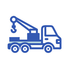 Blue Tow Truck Icon Illustration on Black Background for Transportation and Recovery