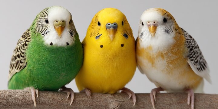 Three Parakeets on a Branch